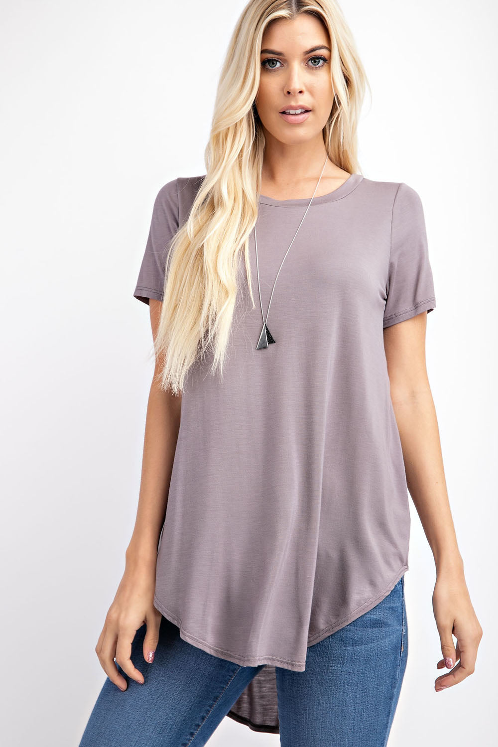 Round Neck Short Sleeve-Latte