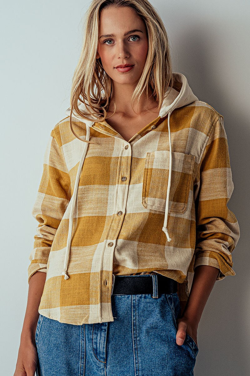 Gingham Hooded Flannel