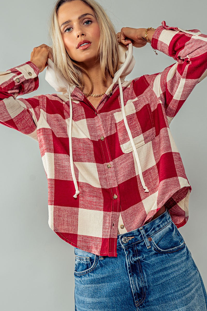 Gingham Hooded Flannel