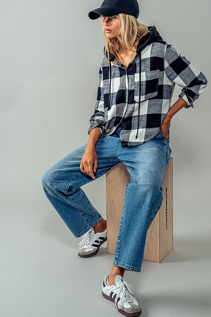 Gingham Hooded Flannel