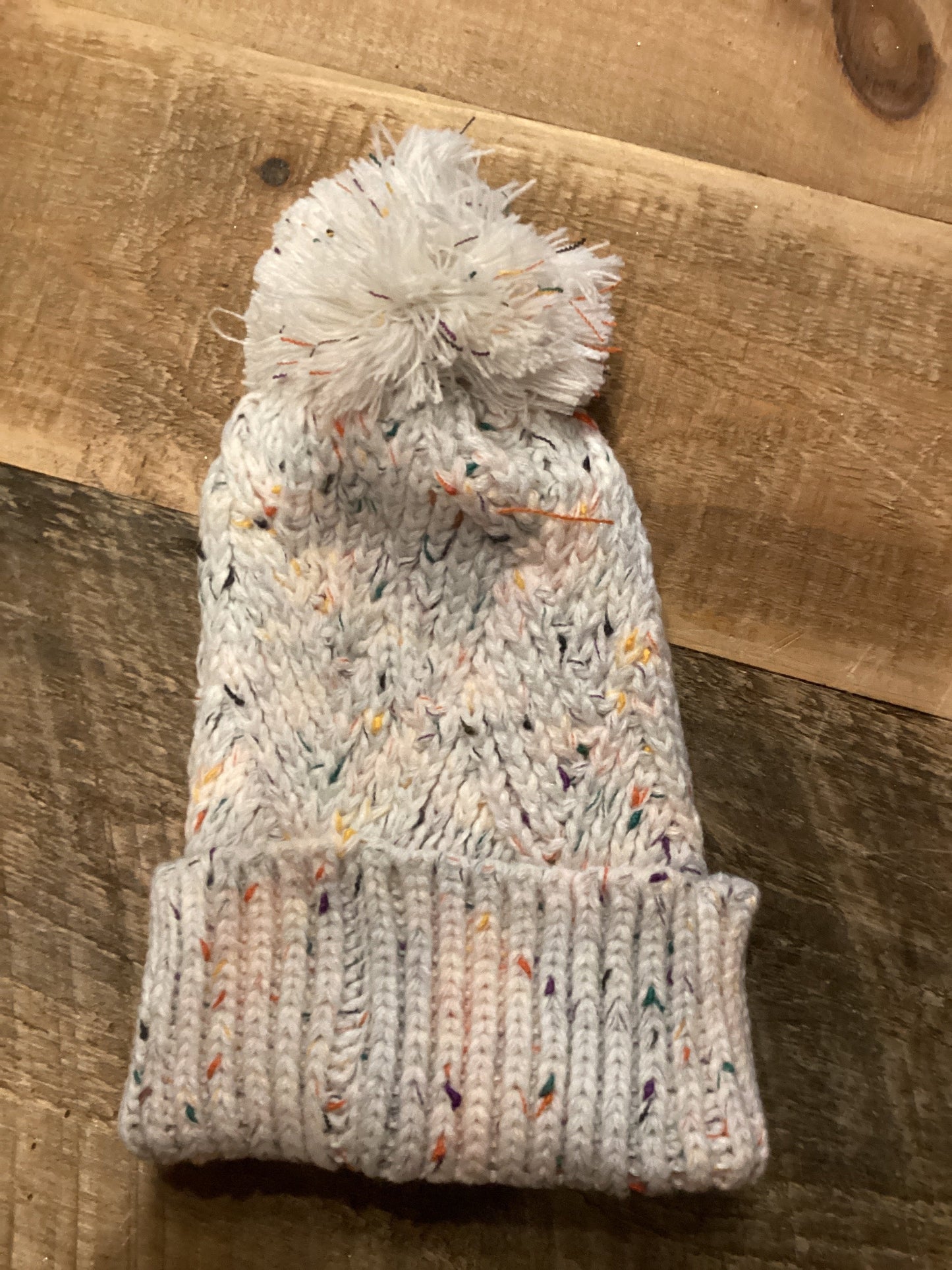 IVORY SPECKLED POM POM BEANIE