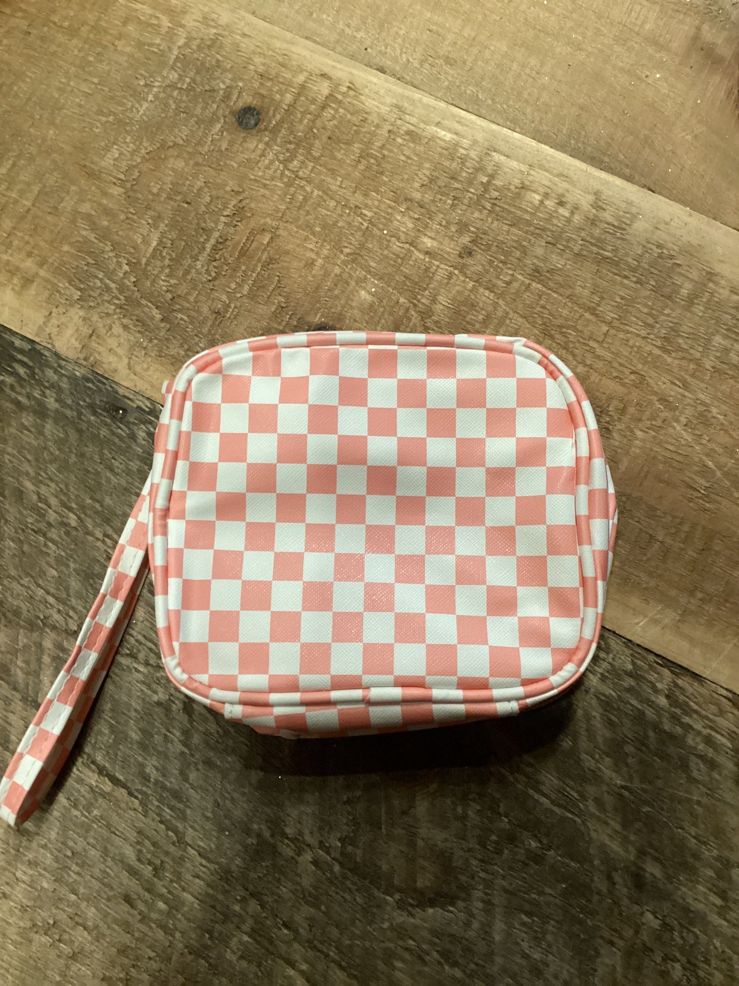 PINK CHECKERED MAKEUP BAG