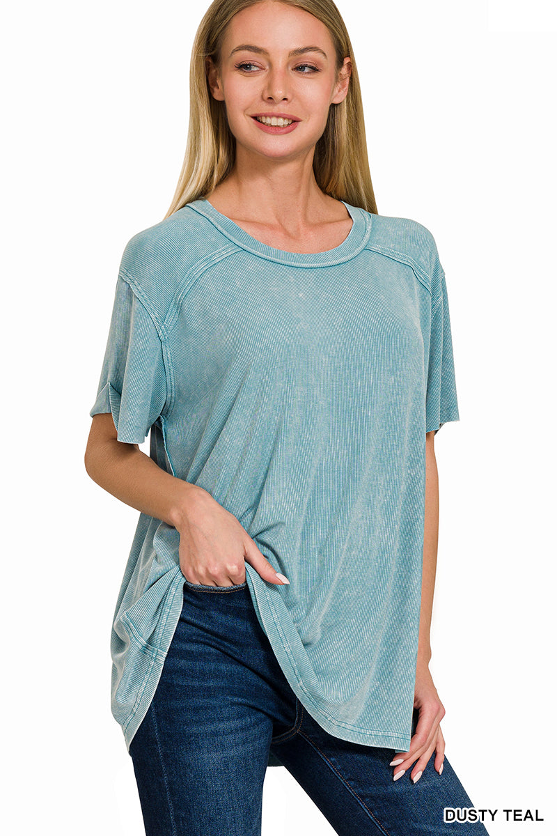 Blue Grey Boat Neck top