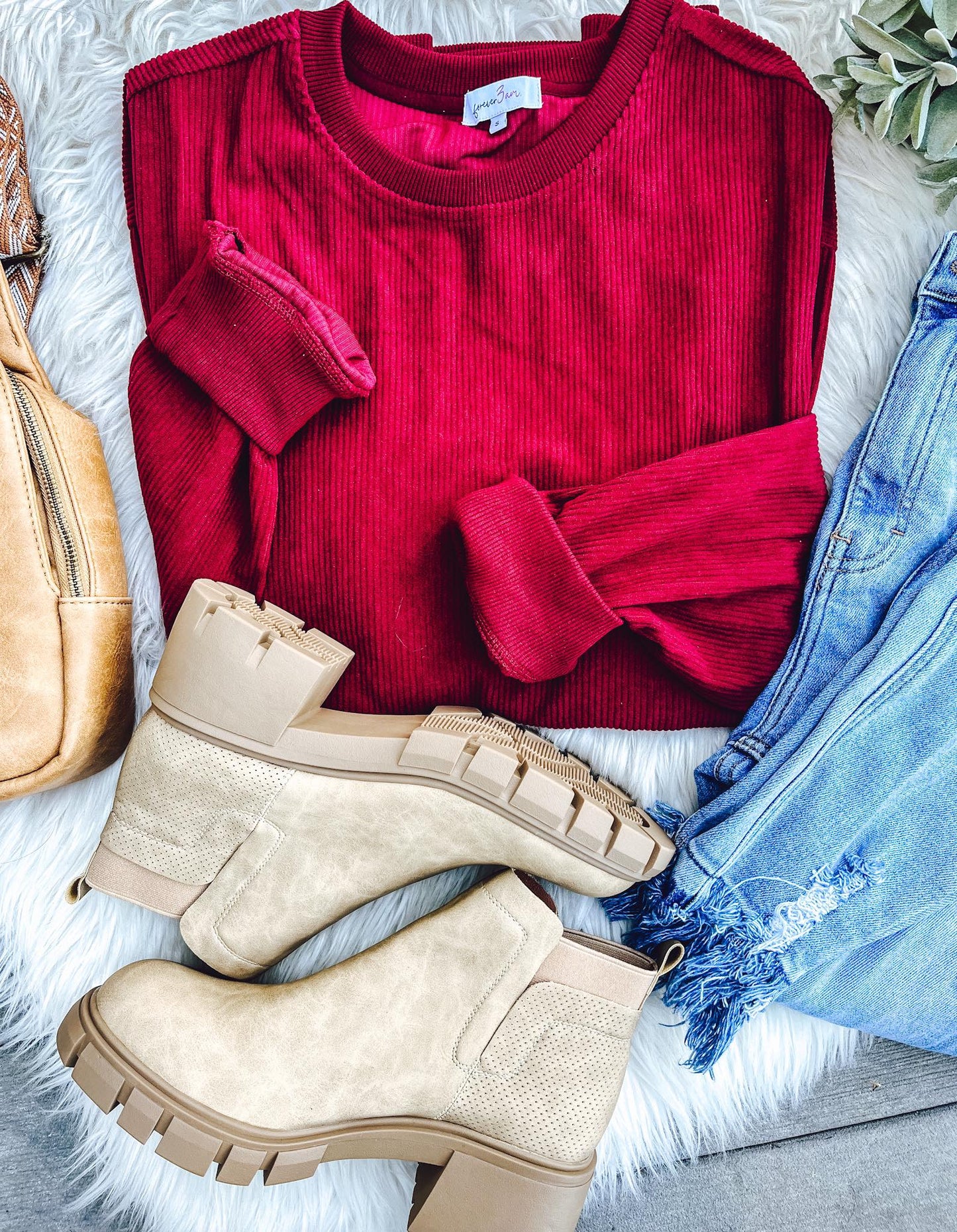 Christmas Red Corded Pullover