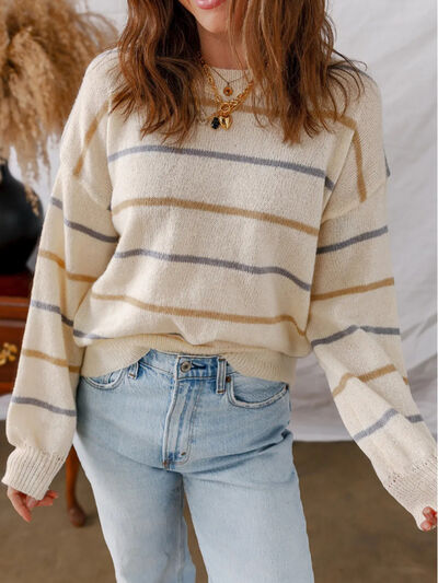 Apricot Striped Sweater