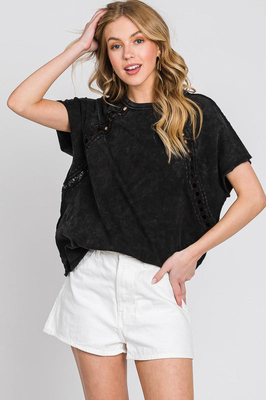 MINERAL WASH TRIM SHORT SLEEVE