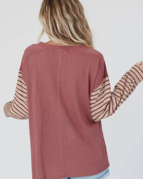 Team Spirit Striped Top - Faded Sage