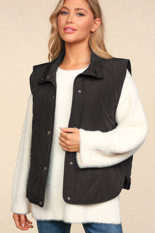 Snap Button Quilted Vest