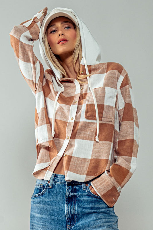 Gingham Hooded Flannel