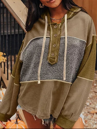 Olive Patchwork Hoodie