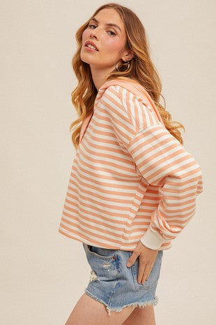 Coral Oversized Crop vneck hoodie