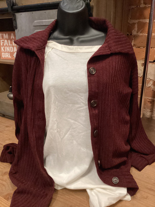 BURGANDY SOFT BUTTON UP