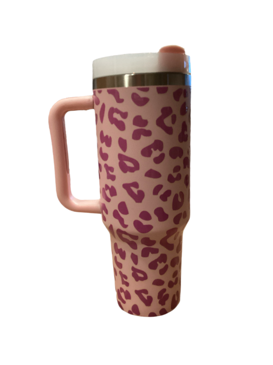 40 OZ LEOPARD PINK TUMBLER