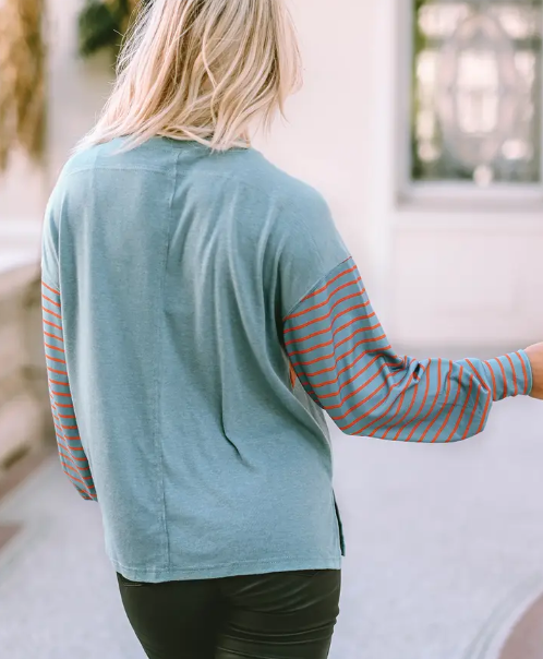 Team Spirit Striped Top - Faded Sage