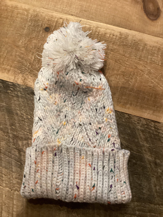 IVORY SPECKLED POM POM BEANIE