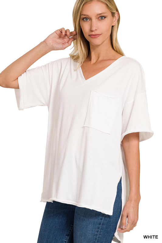 White Boyfriend V-neck tee.