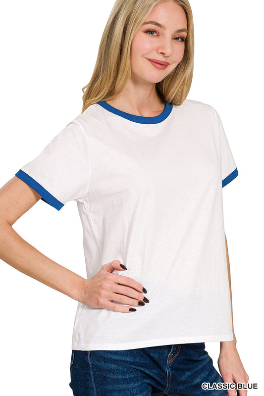 Classic Blue Contrast Binding Short Sleeve
