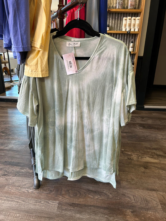 Tie Dye Ruffle Sleeve