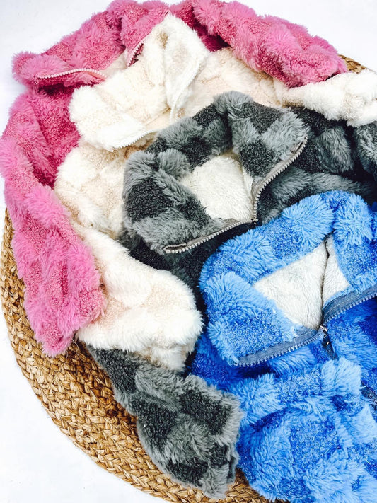 Grey Checkered Fleece-KIDS