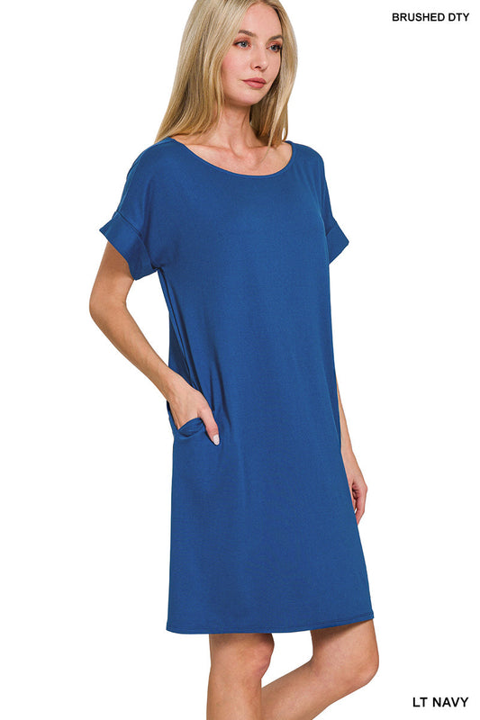 Lt Navy Short Sleeve Dress