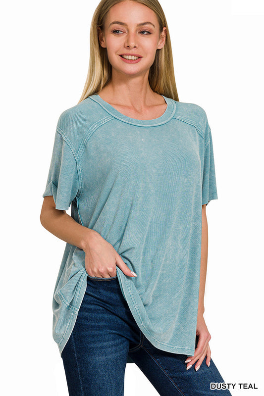 Blue Grey Boat Neck top