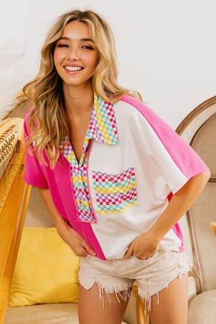 COLORBLOCK KNIT MULTI CHECKER